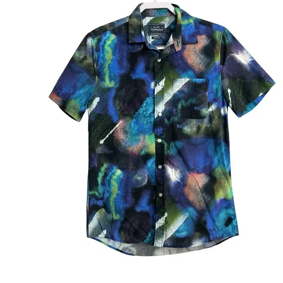 Topman Watercolor Short Sleeve Shirt - Picture 2 of 6